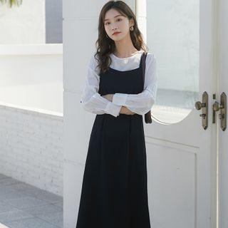 Set : Plain Shirt + Jumper Dress