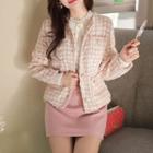 Faux-pearl Checked Tweed Jacket