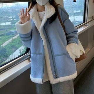 Contrast Trim Jacket Jacket - Blue - One Size