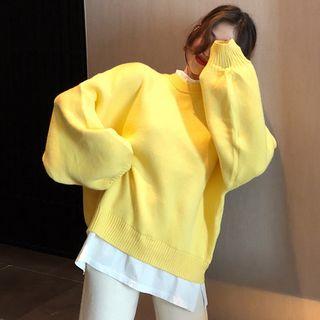 Mock Two-piece Sweater Yellow - One Size