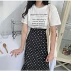 Set: Letter Short-sleeve T-shirt + Dotted Midi Skirt