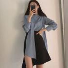 Long-sleeve Blouse / Asymmetric Mini A-line Skirt