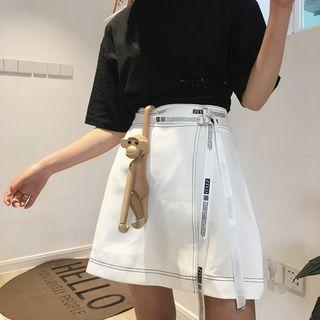 Lettering Strap A-line Skirt
