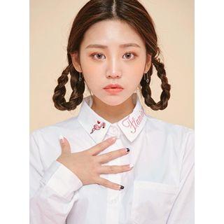 Embroidered-collar Long-sleeve Shirt