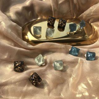 Irregular Acrylic / Gold Leaf Square Earring