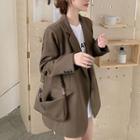 One-button Loose-fit Blazer With Mini Satchel In 4 Colors