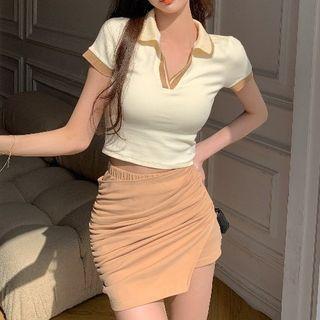 Short-sleeve Polo Shirt / Shirred Skort