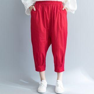 Cropped Harem Pants Red - One Size