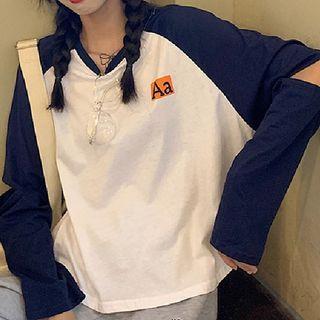 Lettering Cutout Raglan-sleeve T-shirt