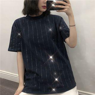 Glittered Loose-fit Short-sleeve Top