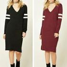 V-neck Contrast Stripe T-shirt Dress