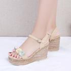 Flower Detail Wedge Heel Sandals