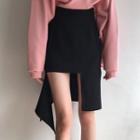 Plain Asymmetric Mini Skirt