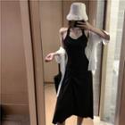 Across Back Sleeveless Midi Dress / Long-sleeve Light Top
