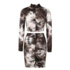 Set: Long-sleeve Tie-dyed Top + Mini Pencil Skirt