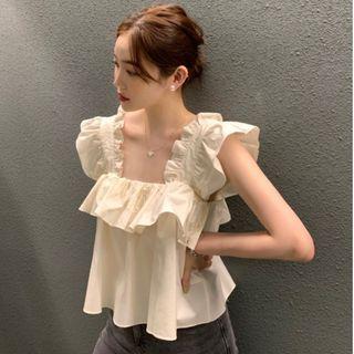 Square Neck Ruffle Tank Top