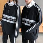 Couple Matching Lettering Striped Pullover