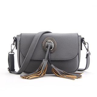 Tassel Faux Leather Crossbody Bag
