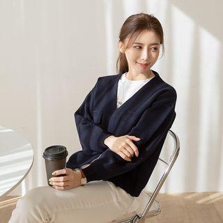 V-neck Flap-pocket Cardigan