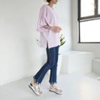Ruffle-sleeve Round-neck T-shirt