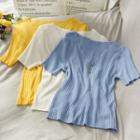 Short-sleeve Skinny Knit Top In 8 Colors