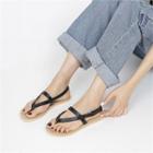 Self-fastener Strappy Pleather Sandals