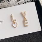 Rhinestone Lettering Earring 1 Pair - Gold - One Size