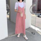 Tie-back Gingham Maxi Pinafore Dress