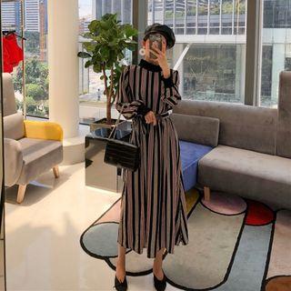 Ruffled-trim Striped Maxi Dress As Shown In Figure - One Size