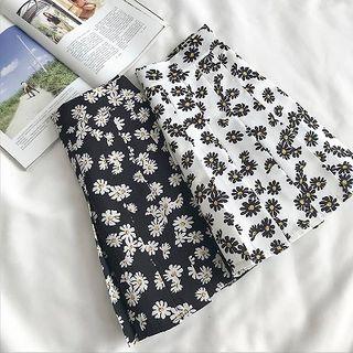 Floral High-waist A-line Pleated Skirt