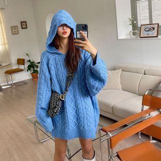 Oversized Cable-knit Hoodie Dress