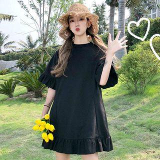 Elbow-sleeve Mini Dress