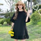 Elbow-sleeve Mini Dress