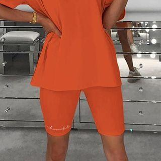 Set: Short-sleeve Lettering T-shirt + Lettering Sport Shorts