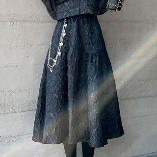 Embroidered Midi Skirt Black - One Size