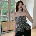 Details Checker Tube Top Black - One Size