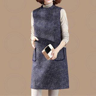 Melange Mini A-line Pinafore Dress