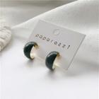 Glaze Open Hoop Earring 1 Pair - Earrings - Dark Green - One Size
