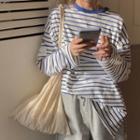 Long-sleeve Striped T-shirt Striped - Blue - One Size