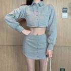 Pocket Detail Crop Shirt / Mini Skirt
