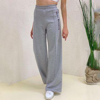 High Waist Lettering Wide-leg Jogger Pants