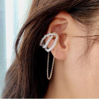 Faux Pearl Chained Ear Cuff 1 Pc - One Size