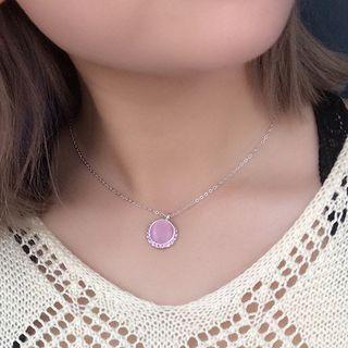 Opal Rhinestone Pendant Necklace