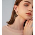 Cut-out Heart Drop Earring 1 Pair - Silver & Black - One Size