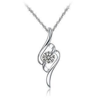 White Gold Plated 925 Sterling Silver Pendant With Cubic Zirconia (with 45cm Necklace )