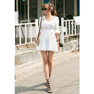 Ruffle-detail Eyelet Minidress