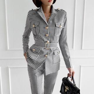 Set: Houndstooth Shirt + Dress Pants