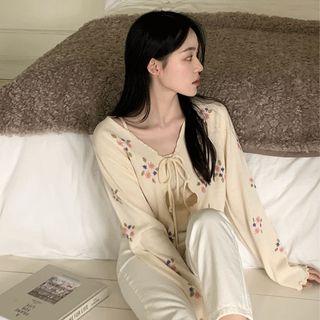 Tie-front Floral Cardigan & Cami Set