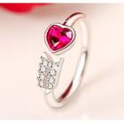 Rhinestone Arrow Sterling Silver Open Ring