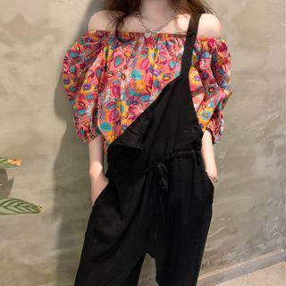 Puff-sleeve Floral Blouse / Jumper Pants / Jumper Shorts